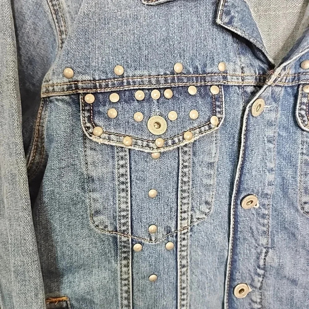 (Topshop)Topman Upcycled Denim Studded Jacket.  Size small - Picture 6 of 6